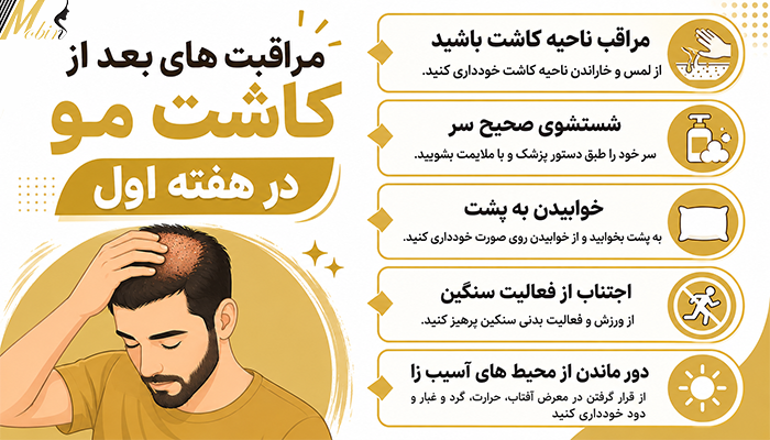 مراقبت های بعد از کاشت مو در هفته اول