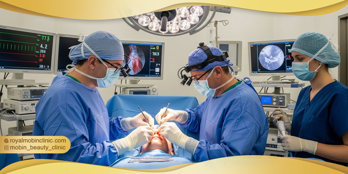 عملکرد پزشک در اتاق عمل برای رینوپلاستی