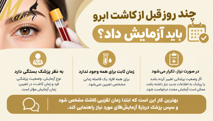 چند روز قبل از کاشت ابرو باید آزمایش داد؟